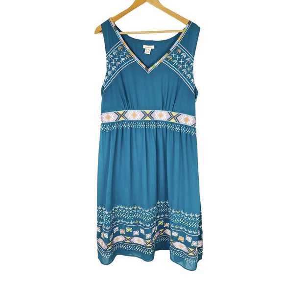 Sundance Dresses & Skirts - Sundance Size 16 Minos Embroidered Midi Sundress Sleeveless Teal Multicolor